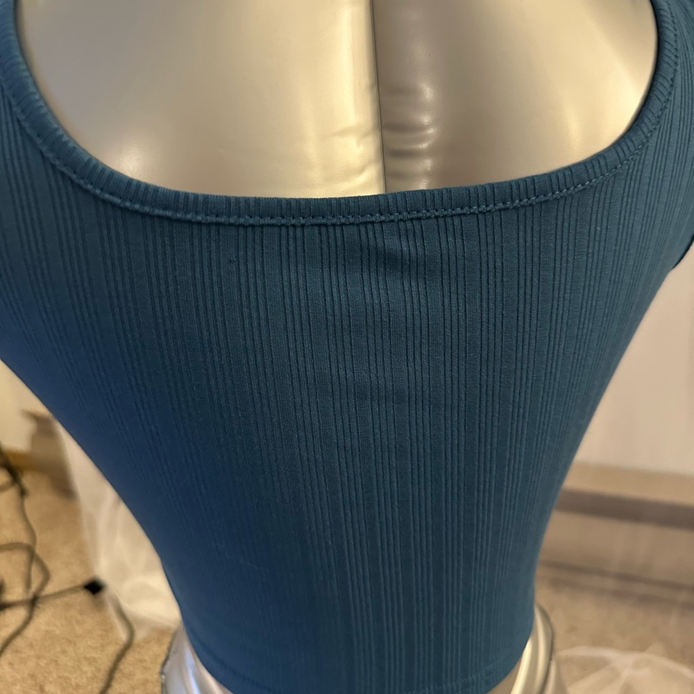 Women's Blue Ribbed Top - Picture 3 of 4